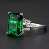 Emerald Ring Fancy Pak-Plated Carat Square Coloured Gemstone Tourmaline White Gold Women's Ring