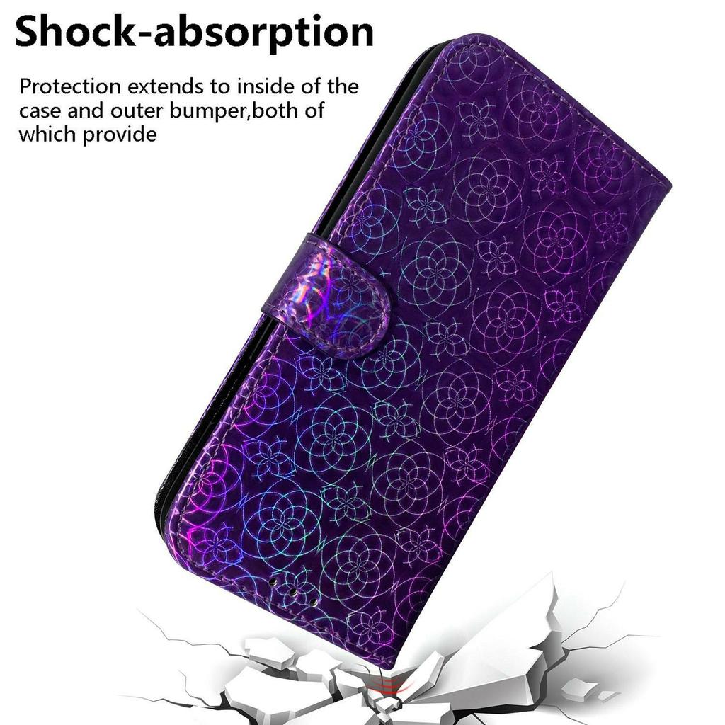 For iPhone 17 Air Stand Case Dazzling Flower Leather Phone Cover with Wrist Strap