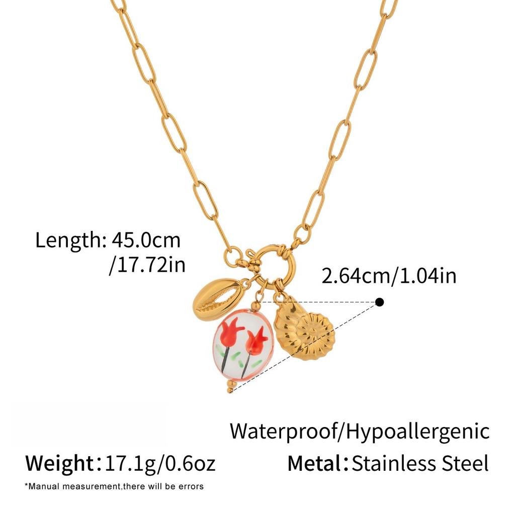 Yori European and American Fashion Stainless Steel Turtle Starfish Removable DIY Pendant Necklace for Women 18k PVD Plated