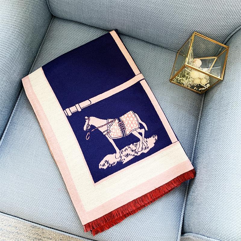 Осенне-зимний теплый шарф из искусственного кашемира, женский универсальный утолщенный шарф с узором "карета", шаль