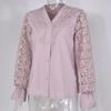 Spring and Autumn Fashion Lace Long Sleeve Hollow Women's Blouses & Shirts
