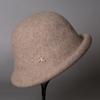 Autumn and winter wool bucket hat small brim curling letter decorative bucket hat Hepburn style fashionable women's hat