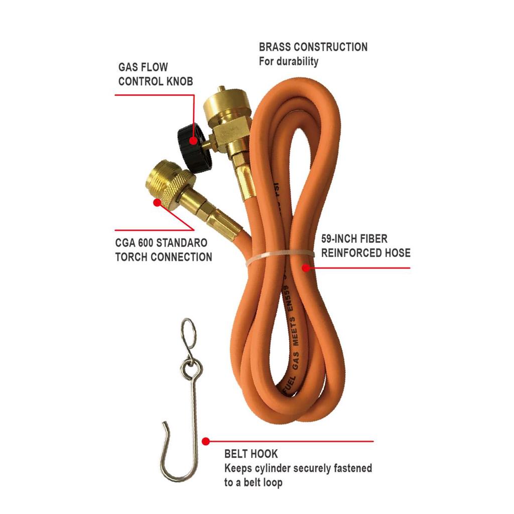 Комплект удлинительного шланга горелки MAPP Шланг длиной 1,5 м (5 футов) и крючок для ремня для сварочной горелки для газовой пайки