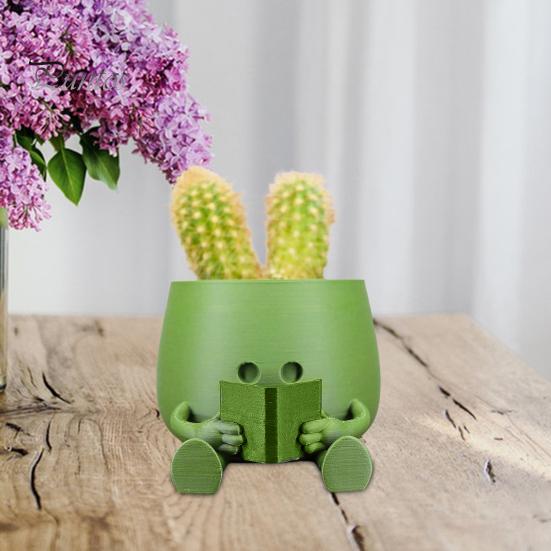 Счастливое лицо, горшок для цветов из смолы, гитара, приятель, сидящая мультяшная фигурка, суккулентный горшок для рабочего стола, кактусы, комнатные растения