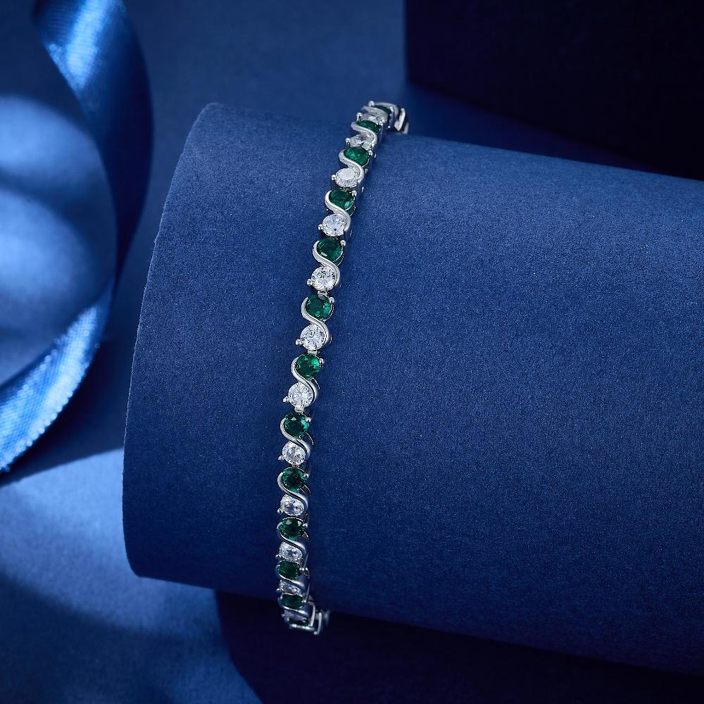 Зеленый белый браслет круглой формы с кубическим цирконием 4 мм для женщин, теннисные свадебные браслеты