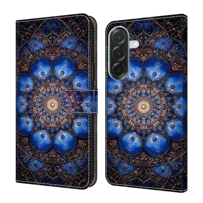 Кожаный чехол-книжка для Samsung Galaxy A56 A36 A26 A16 A06 4G 5G A566, с магнитной застежкой, кошелек, с рисунком цветы и олень, Fundas