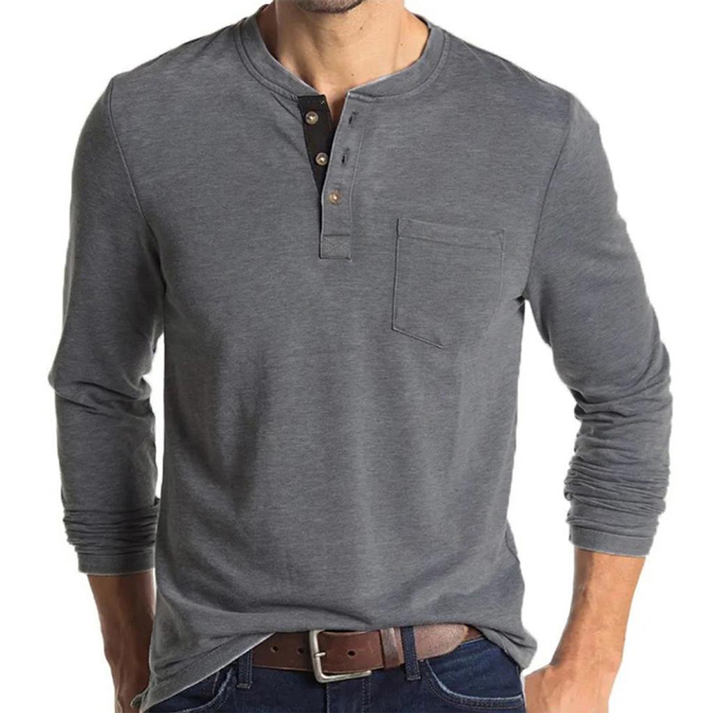Men's Solid Color Long Sleeve T-Shirt Shirt Men's Casual Sports Top