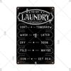 Laundry Vintage Metal Sign Tin Sign Funny Metal Plaque Retro Plate Metal Poster Open 24 Hours for Home Room Washroom Wall Decor