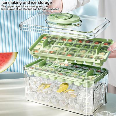 Форма для кубиков льда MIT с крышкой, контейнером для льда, совок для льда, 32 полости, устройство для приготовления кубиков льда для морозильника, легкосъемный самодельный лоток для кубиков льда для виски, коктейлей, кофе