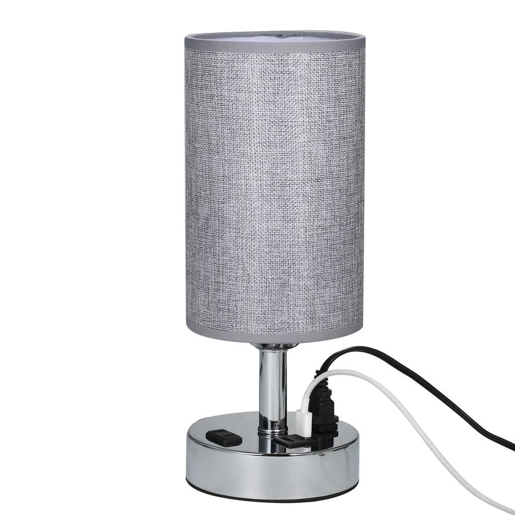 A C 110130V Bedside Table Lamp Desk Light Nightstand Lamp Dual USB and Dual Socket Sensitive