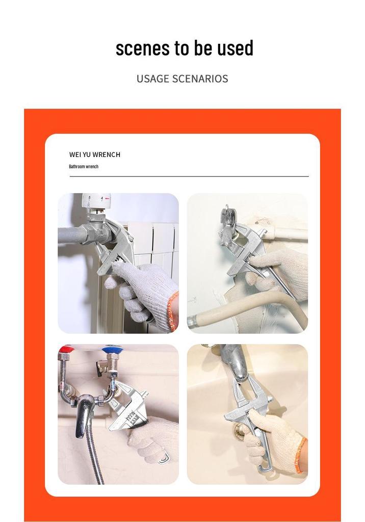 Large Opening Bathroom Wrench for Multifunctional Faucet, Hydronic Heating, and Drain Pipe Installation