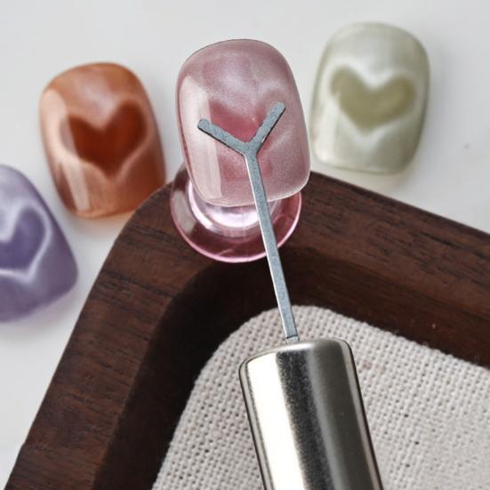 Nail Art Magnet Set with Iron Wire 3D Heart Shaped Magnetic Rod Cat Eyes Polishing Effect Nail Tools