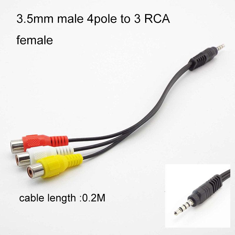4 типа 1 шт. 3 4-полюсный 3,5 мм штекерный разъем для 2RCA 3 RCA штекерный разъем для адаптера 3RCA аудио-видео AV-кабель проводной шнур