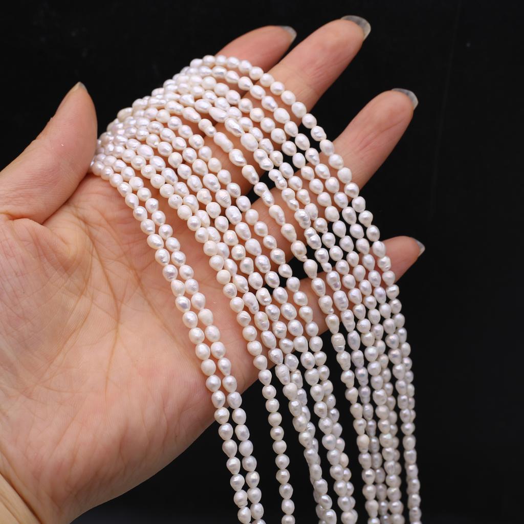A Natural Freshwater Pearl Small Pearl Rice-Shaped Beads 3-4mm For Jewelry Making DIY Necklace Braclet Earrings Accessory