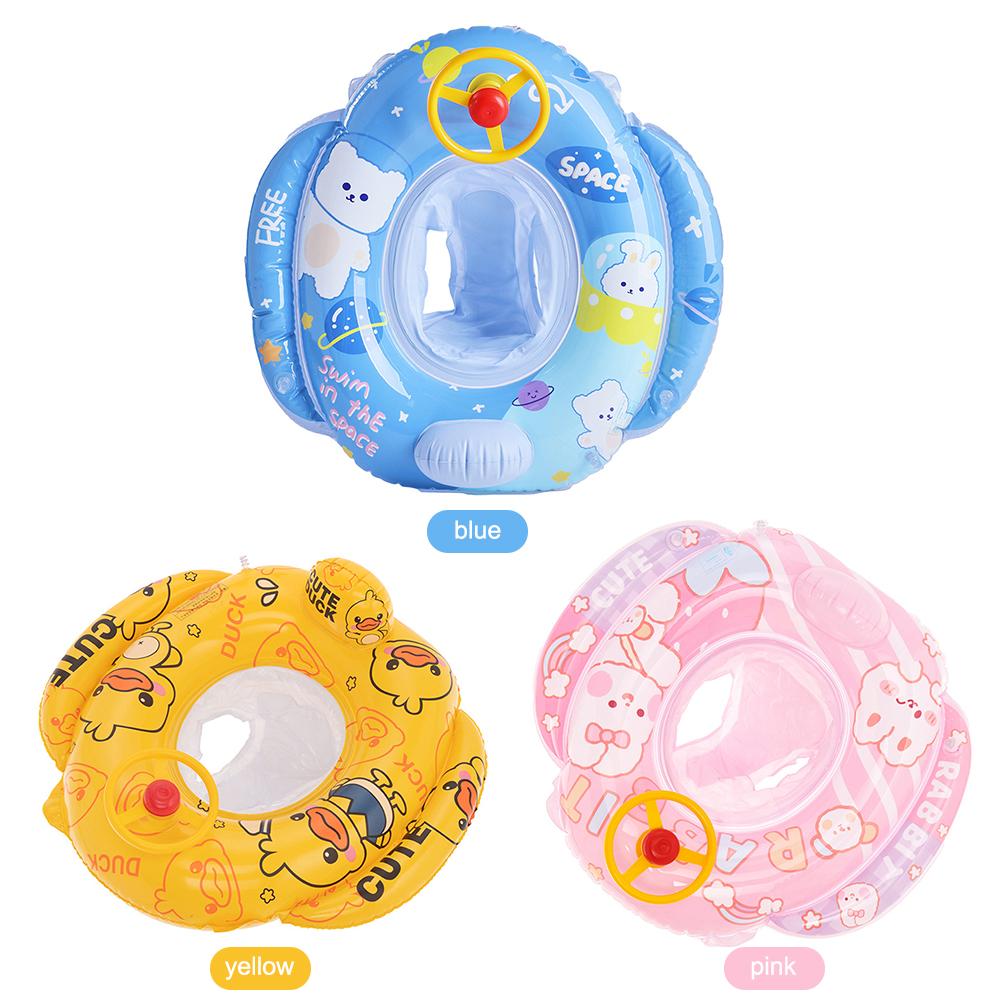 Swimming Lifebelt Ring PVC Smooth Lifebuoy with Steering Wheel Wear-Resistant Reusable Convenient Children for Summer Vacation