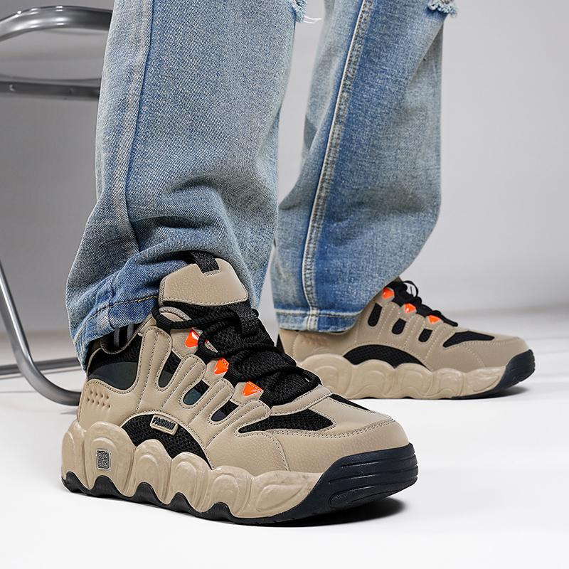 Мужские кроссовки Новые массивные кроссовки Мужские дышащие сетчатые Белые повседневные кроссовки Теннисные Мужские на платформе На шнуровке Вулканизированная обувь