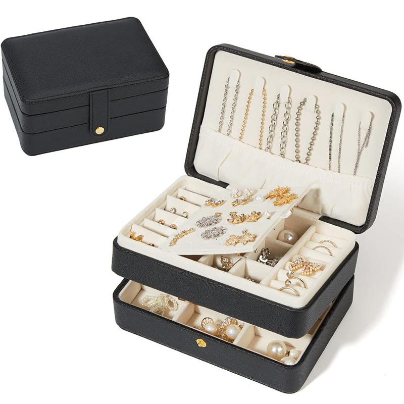Многослойная кожаная шкатулка для хранения ювелирных изделий, дорожный футляр для хранения ювелирных изделий для женщин, для серег, колец, ожерелья, подарок на День матери, Рождество