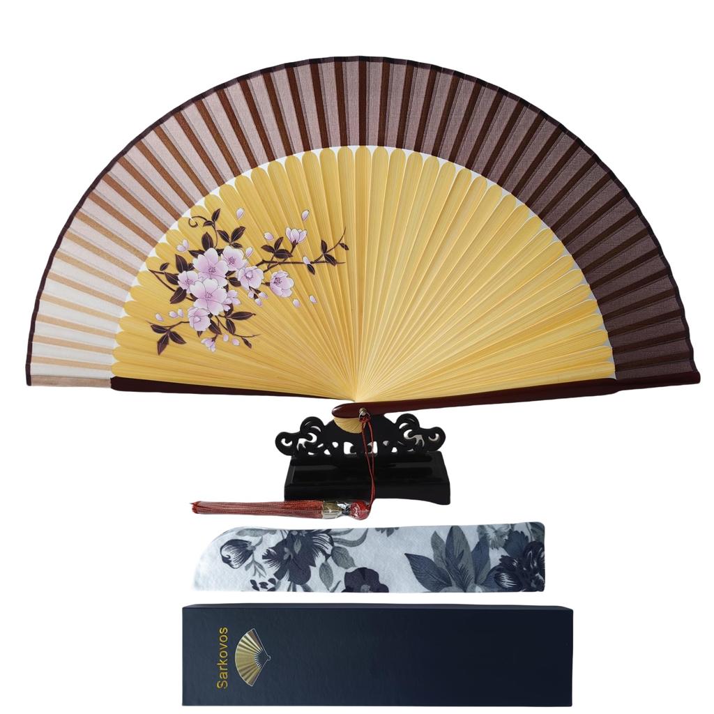 Sarkovos Folding Natural Japanese Style for Yukata and Summer Heatstroke Summer Gift for Fireworks Japanese with Fan Women's Fan, Bamboo, Fan, Kimono,