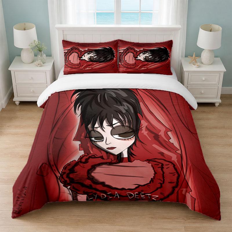 Beetlejuice Lydia Deetz Bedroom 3Pcs Bedding Set Soft Bed Sheet Pillowcases Home Bedding Decoration