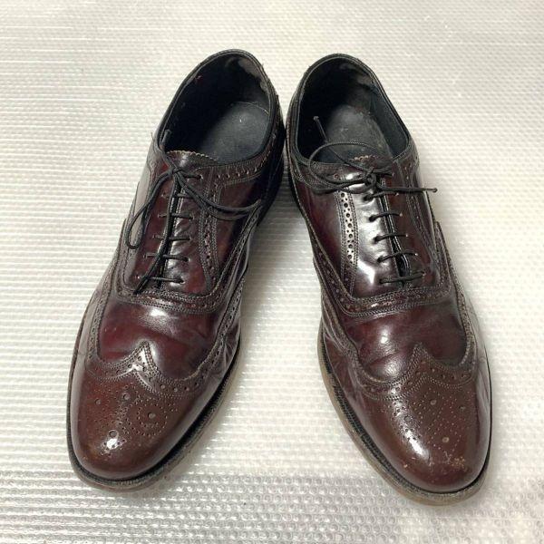 70-е 1978 Винтажные Florsheim Размер 10D 27.0 28.0см Полный брог Классические туфли Коричневые(ИСПОЛЬЗОВАЛ)
