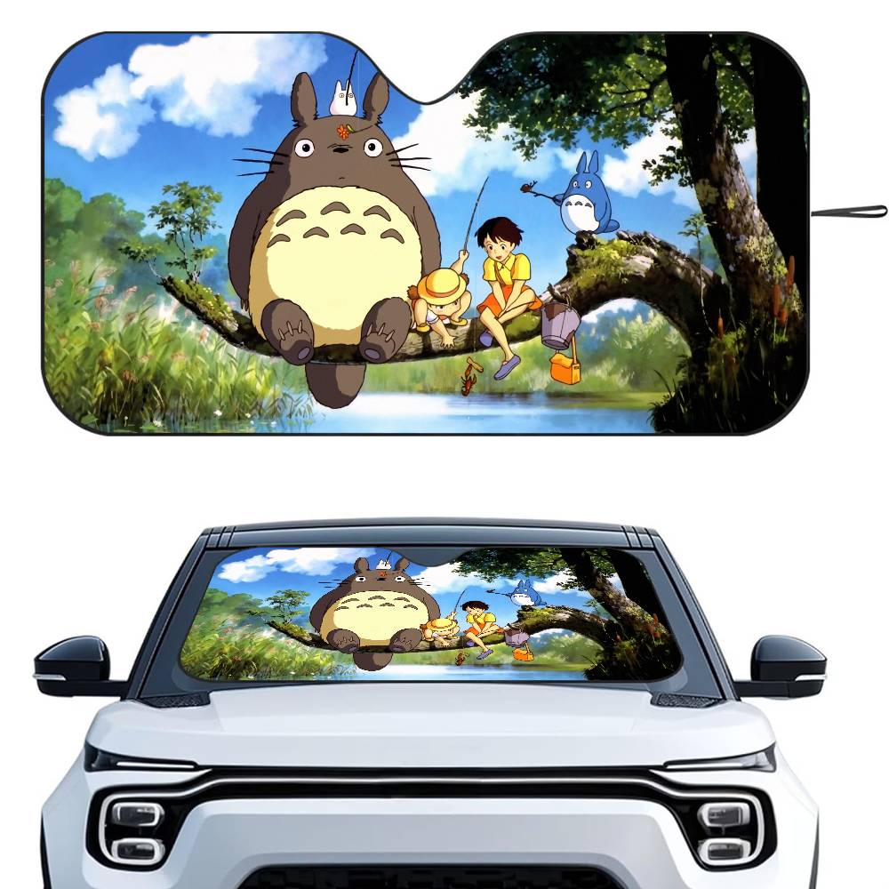 T-TotoroES And No Face Car SunShade Windshield Foldable Three-layer Insulation Sunshade By Suction Cup Blocks UV Rays Sun
