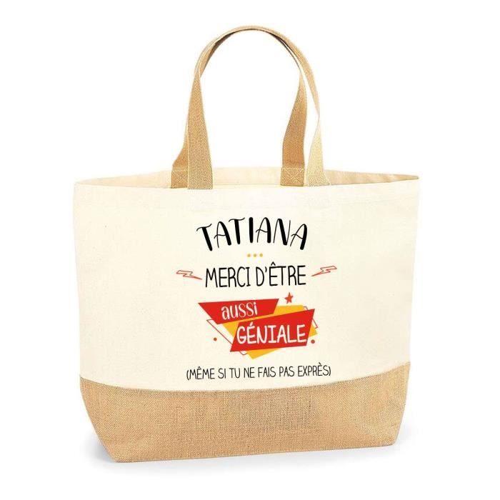 Tote bag - PLANETEE - Tatiana géniale sans faire exprès - Jute naturel - Personnalisé - Fabriqué en France