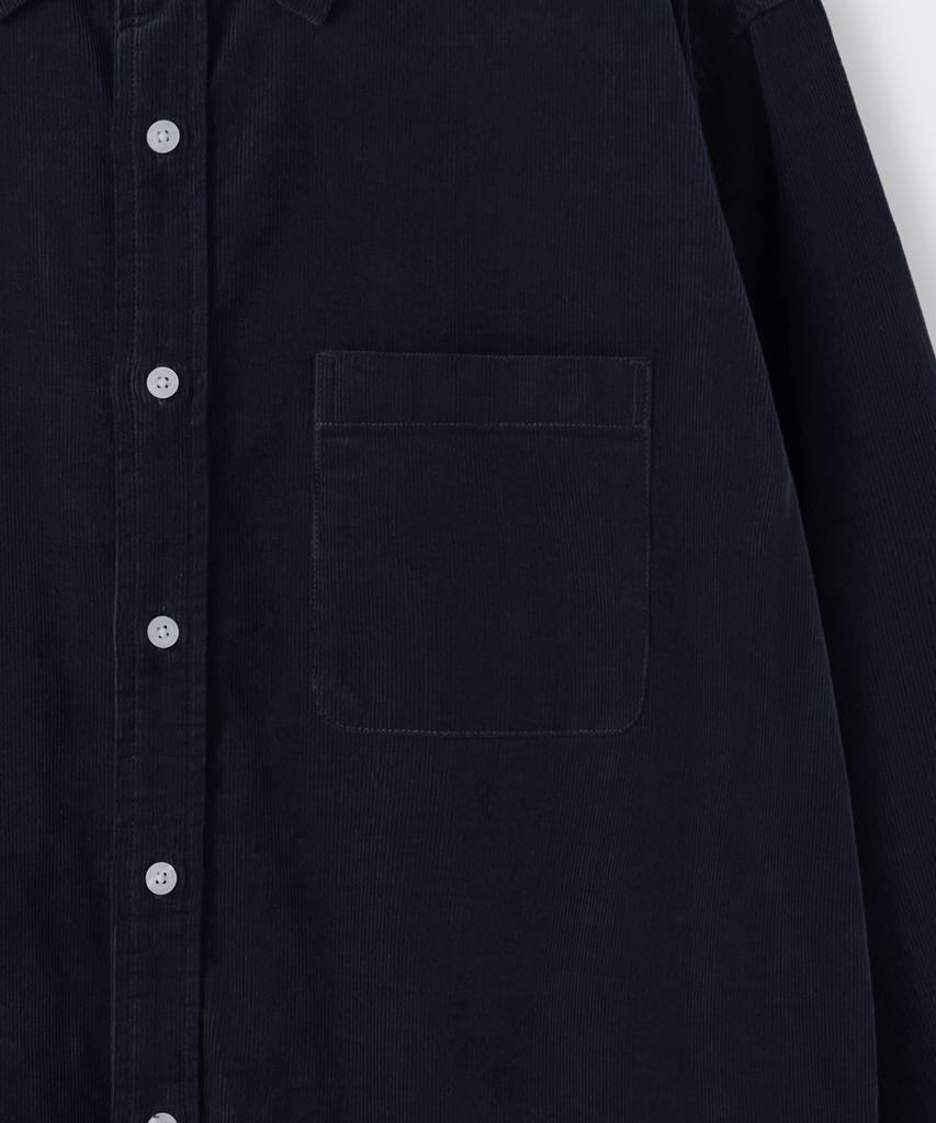 MUSINSA STANDARD Relaxed 16W Corduroy Shirt [Navy]