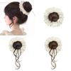 Кружевные резинки для волос, держатели для хвостика, артефакт для волос, накладные пряди, пучок с цветком, парик для головы, женские