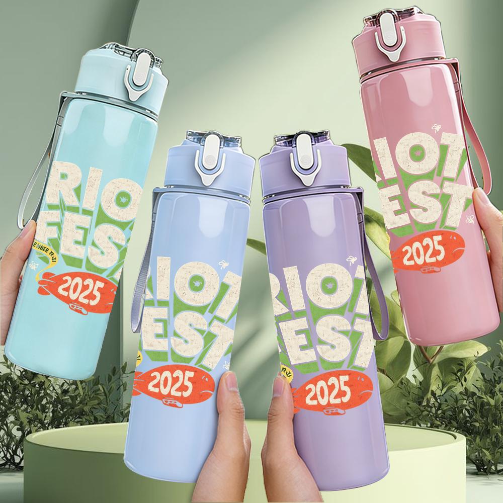 1PC Boy Cartoon Colorful Retro Print 750ml Portable Sports Water Bottle Leakproof Gym Outdoor Travel Drink Cup
