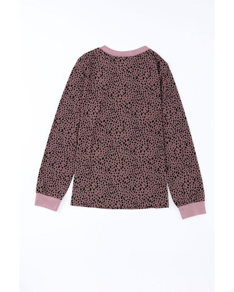 Azura Exchange Spotted Print Round Neck Long Sleeve Top