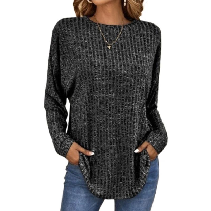 Вязаный свитер, удобный женский топ с длинным рукавом, повседневные рубашки
