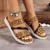 Fashion 2024 Summer Low Heel Women Leopard Print Soft Beach Slippers Platform Non-slip Flat Casual Shoes Fashion Versatile Zapatos Mujer