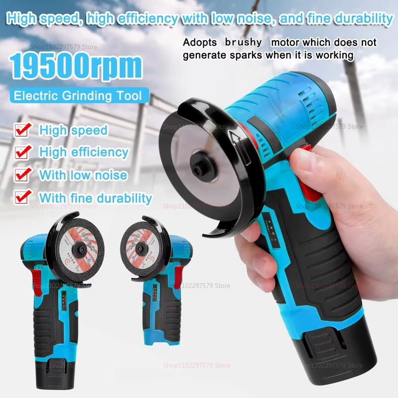 12V Cordless Electric Angle Grinder 19500rpm Lithium Battery Mini Polishing Grinding Machine Diamond Cutting Tools for Home DIY