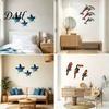 Modern Home Wall Ornament 3Pcs Tropical Bird Wooden Decor, Toucan Parrot 2D Flat Wood Self Adhesive Stickers Art, Colorful Animal for Living