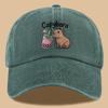 pc Cute and Style Design Printed Baseball Cap with Capybara Drinking Milk Tea Print Urban Casual Headwear Black Papa Trucker
