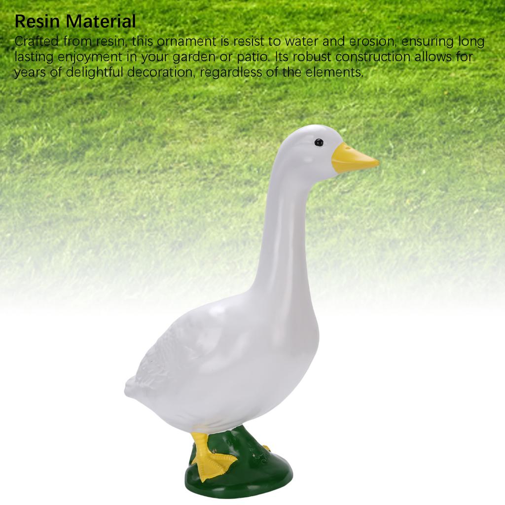 Garden Goose Statue Resin Lifelike Large Size White Goose Sculpture Ornament for Pool Yard Outdoor Decor