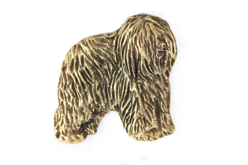 Polish Lowland Sheepdog, PON, Valee Sheepdog II - gold-plated pin brooch, elegant dog ornament, unique pin by Art-Dog brand