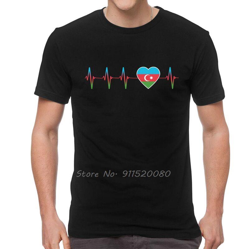 Azerbaijani Heartbeat I Love Azerbaijan Country Flag Heart Family Tshirt Unisex T Shirts Short Sleeve Pride Tshirts Cotton Tee Top