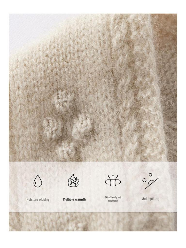 2024 Autumn/Winter Women's Bow Tie Twisted Flower Cashmere Knit Scarf