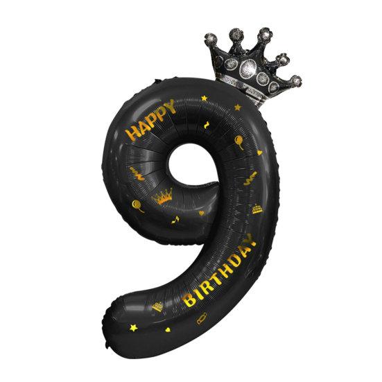 40-дюймовые большие черные воздушные шары с цифрами в виде короны и надувной соломой, товары для детского душа, свадьбы, дня рождения, вечеринки