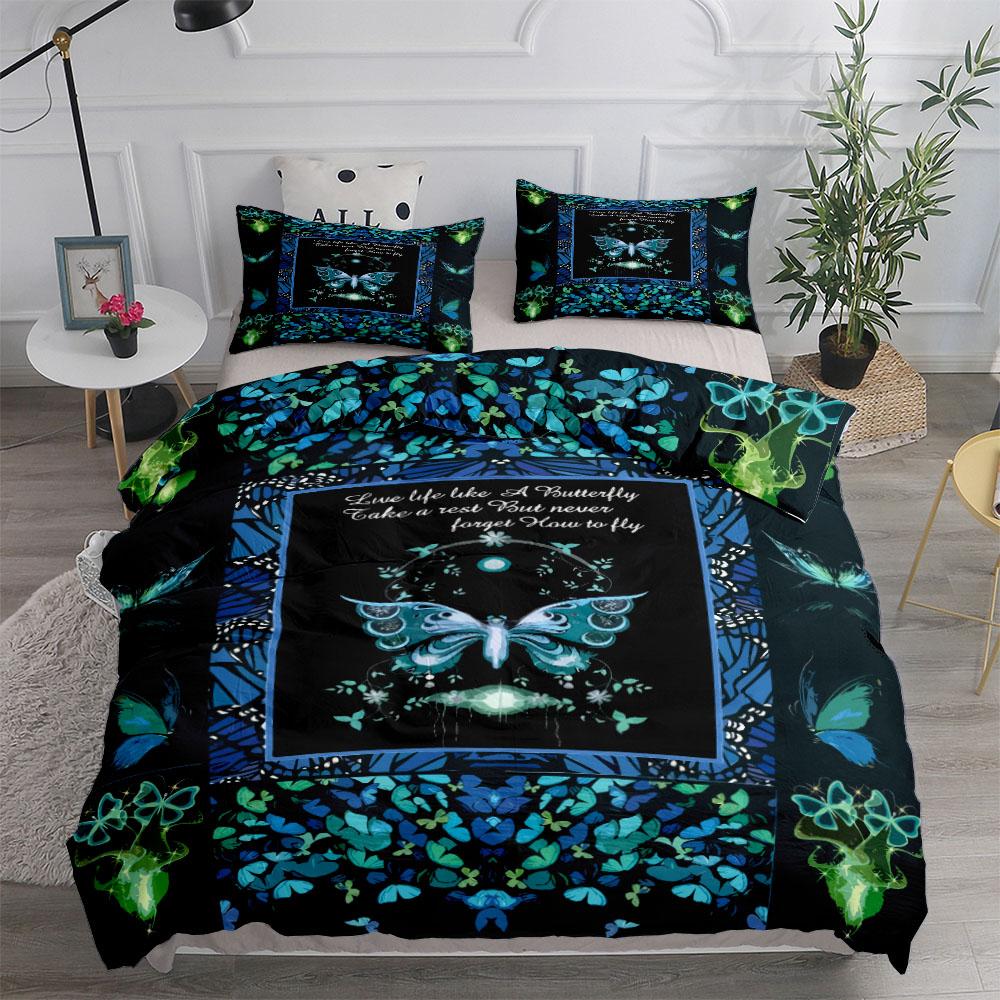 Комплект постельного белья Neon Butterfly Girl Duvet Cover Set EU Single Double King US Twin Full Queen Size