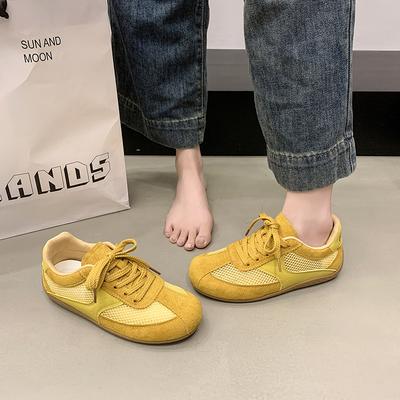 Летние тонкие сетчатые дышащие красные женские новые 2025 года неглубокие повседневные кроссовки