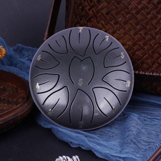 Стальной язычковый барабан 6 дюймов 11 тонов Эфирный дождевой барабанный инструмент для медитации йоги исцеления звуком хэндпан сталь с молоточками для начинающих перкуссионная рука