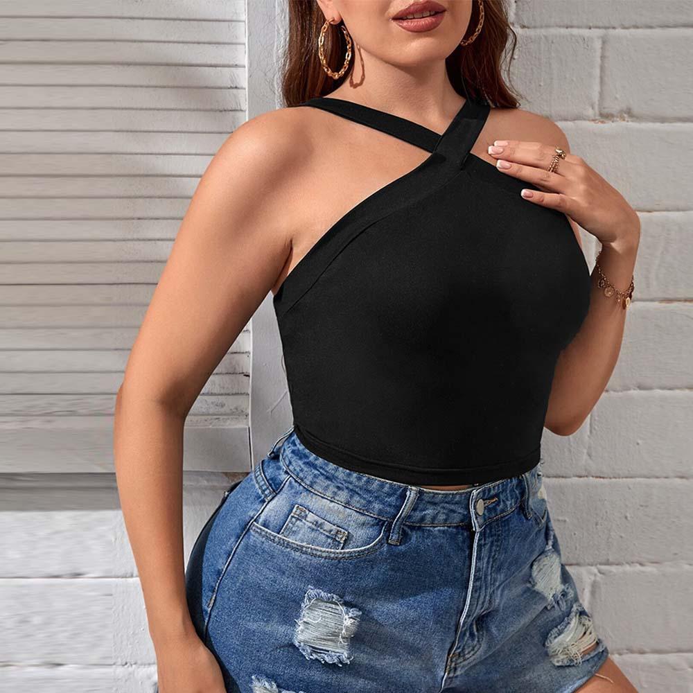 Европейский и американский plus-size женский ins, сексуальный топ-майка, летний новый узкий короткий топ на бретельках