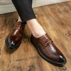 Mens Formal Oxford Platform Shoes For Men Italian Dress Shoes Wedding Luxury Pointed Fashion Leather Shoes Big Size