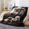 1Pc Eagle Bird Family Print Flannel Blanket, High quality Comfortable for All Seasons, Home Decor, Warmth and Comfort, Perfect for Christmas Gifts