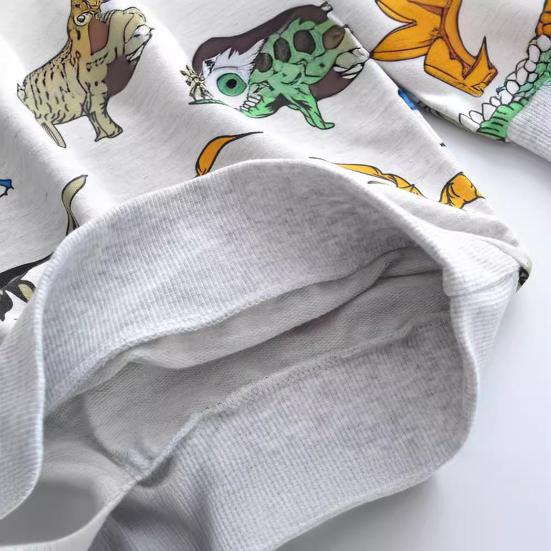 Детская толстовка унисекс с рисунком динозавра, эластичные манжеты и подол, круглый вырез, длинная