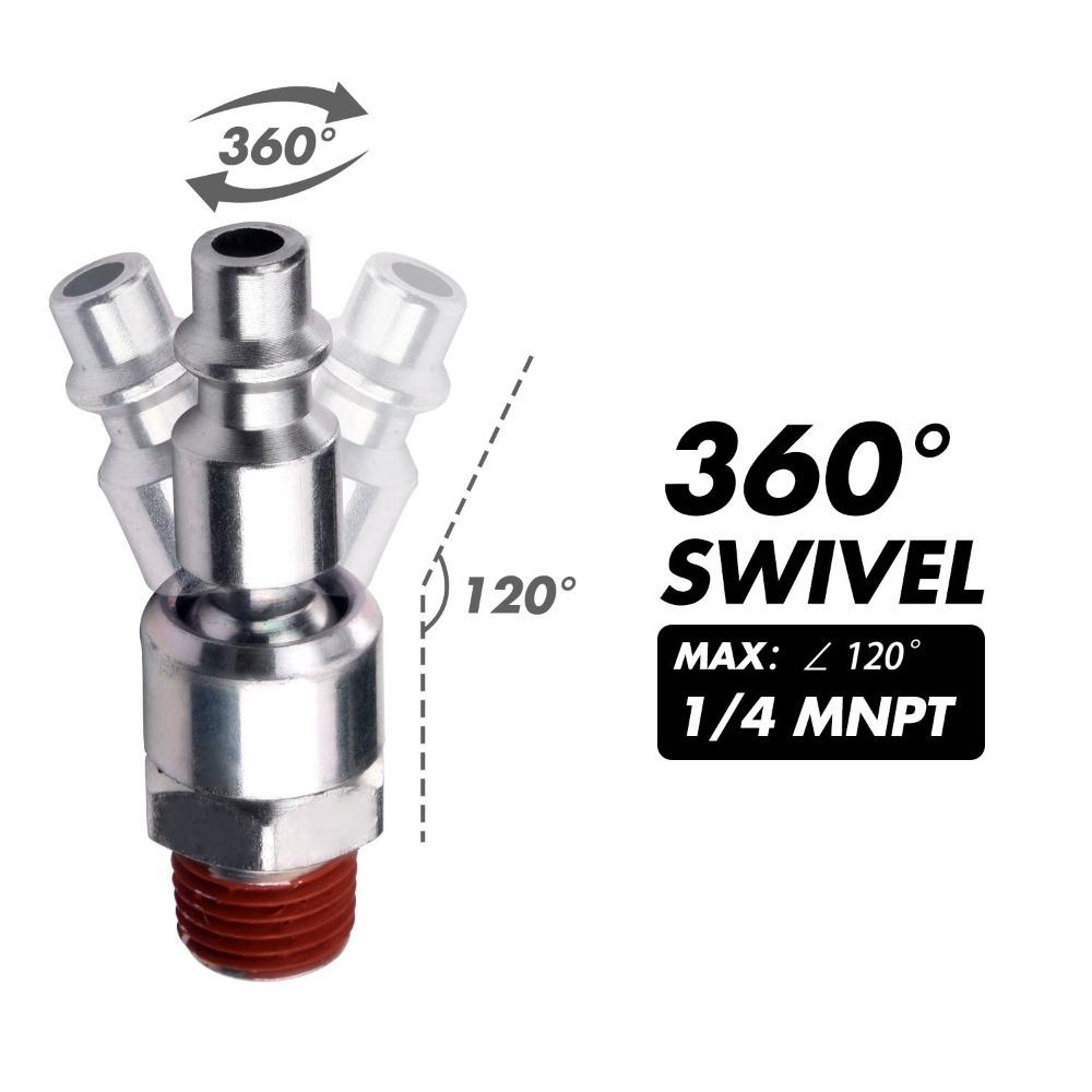 2PCS Male Thread Air Hose Fittings Flexible Swivel Air Plug Swivel Coupler and Plug Pneumatic Tools