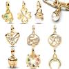 925 Sterling Copper ME Snake Zircon Heart Rays Moon Teeth Clover Mini Pendant Beads Fit Original Pendants Bracelet DIY Zircon