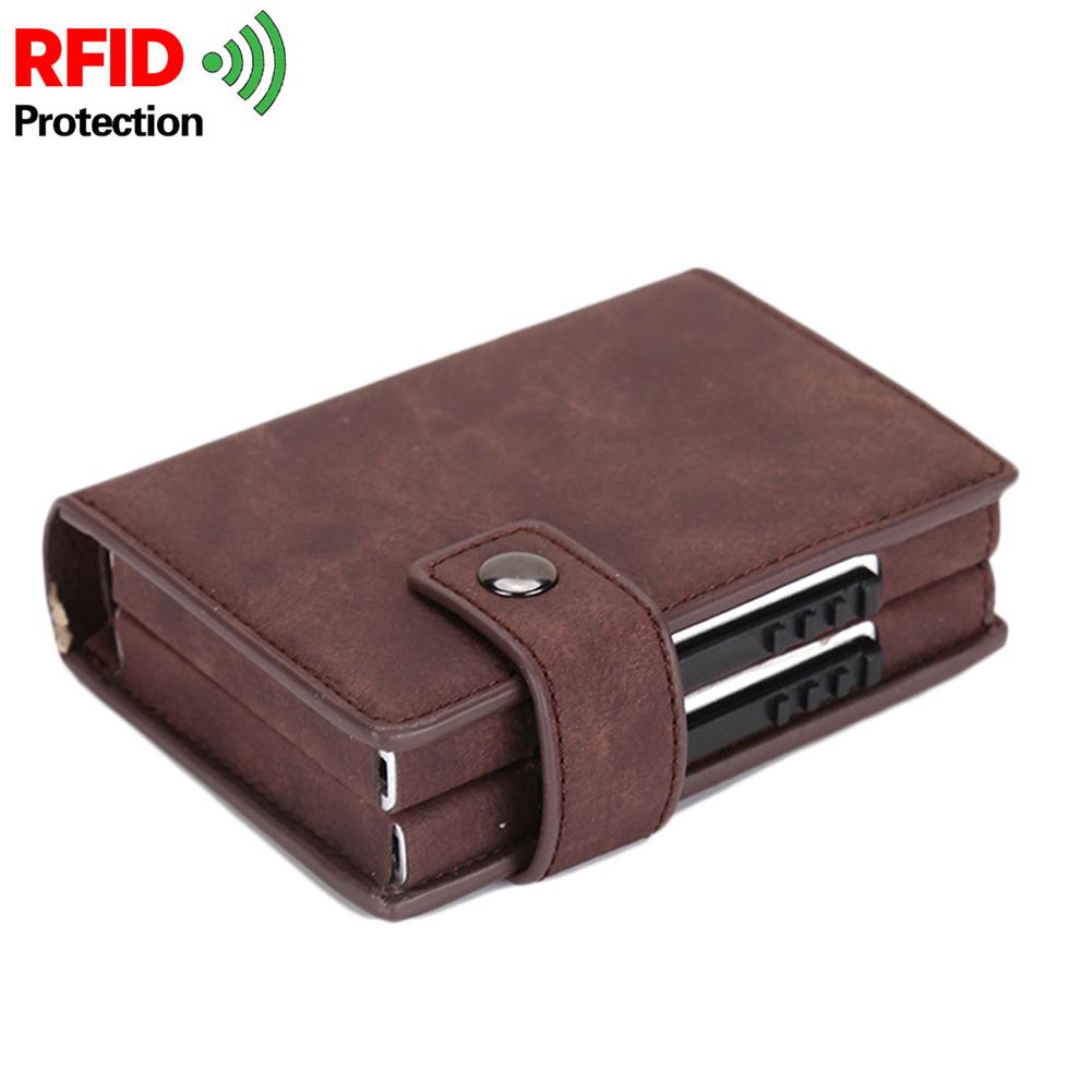 Мужской кошелек с RFID-защитой, алюминиевый, из ПУ, двойной бокс-ап, чехол-держатель для кредитных карт